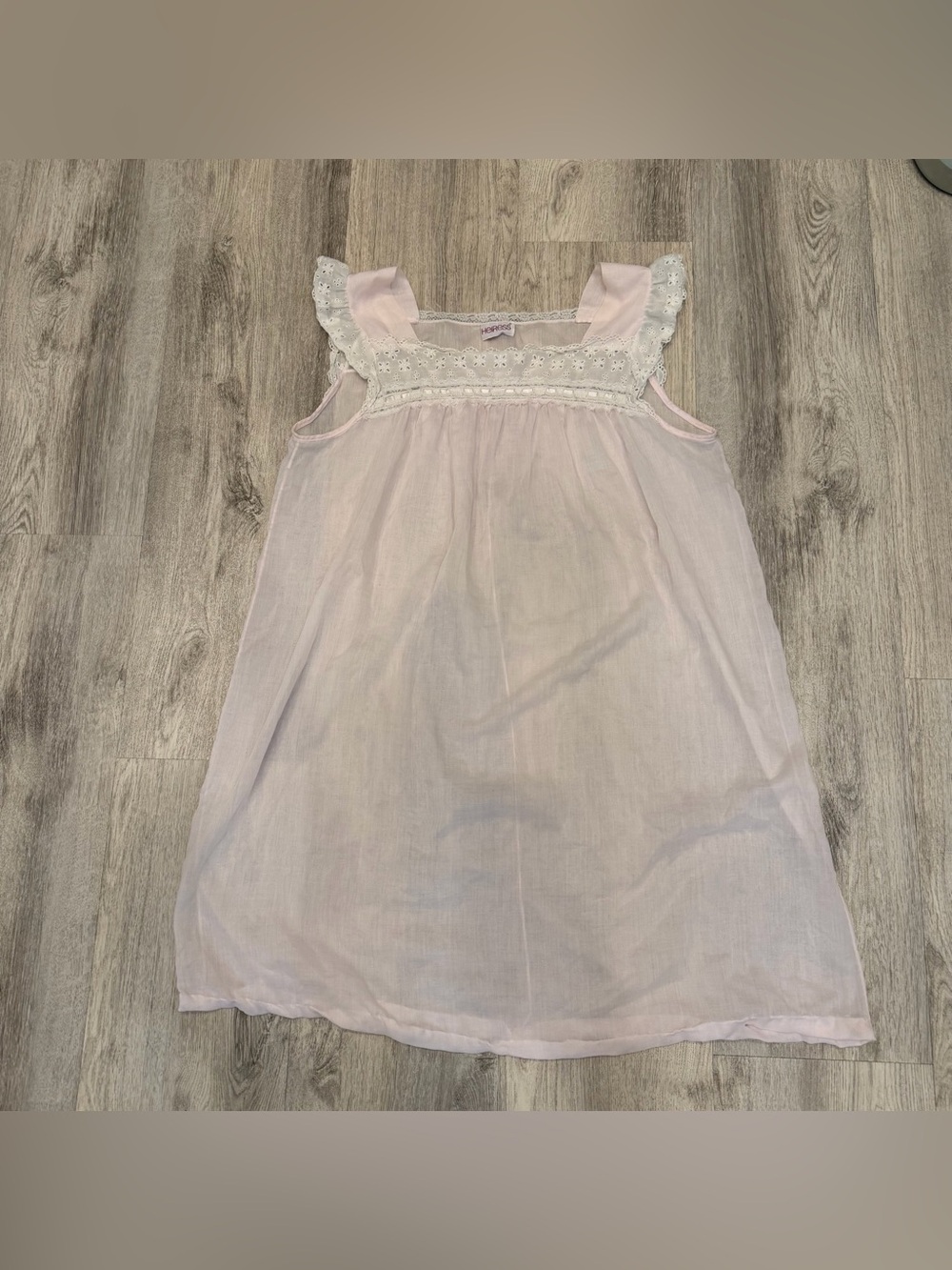 Heiress Sheer Pink Babydoll‎ Nightgown Lace Eyelet Cover Up Vintage
